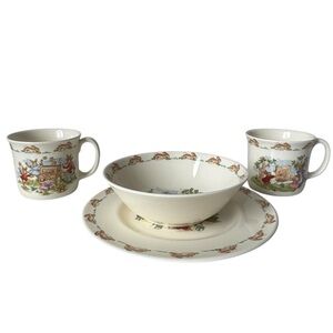 Vintage Royal Doulton Bunnykins Childrens Bowl, Plate & 2 Mugs Various Scenes